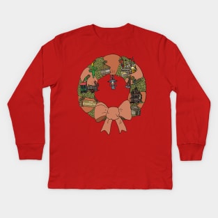 Frontierland Christmas Wreath Kids Long Sleeve T-Shirt